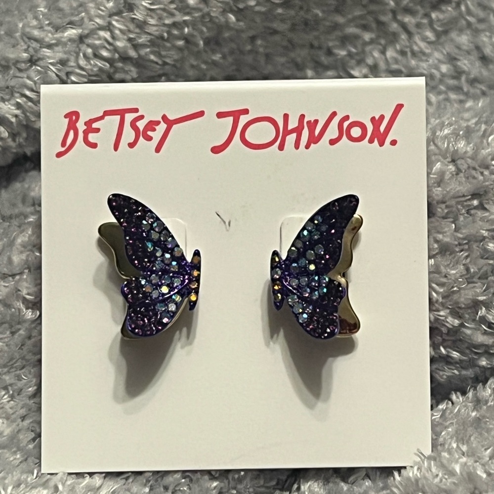 Betsey Johnson Purple Butterfly Earrings
